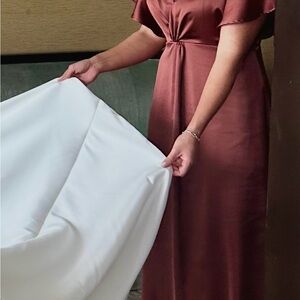 Revelry Satin Wedding Dress in Rust and White